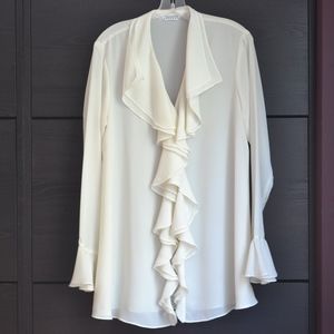 EXPRESS | Creamy Ivory Ruffle Blouse